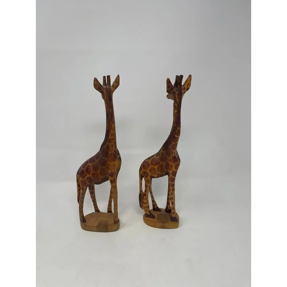 Pair Vintage Hand Carved & Painted 12